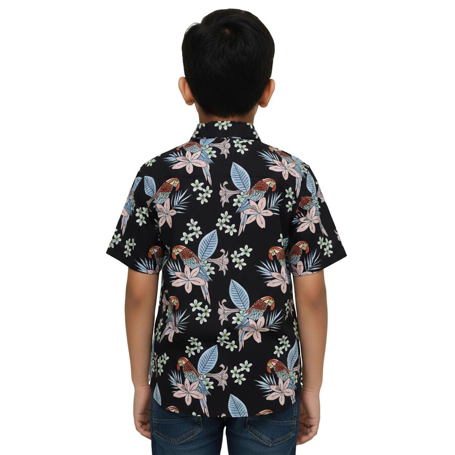 Boys' Black Cotton Half Sleeve Classic Casual Shirt, नेवी ब्लू, large image number null