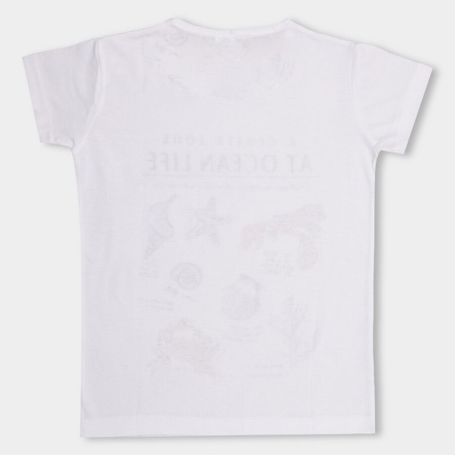 Ocean Life Theme Girls' T-Shirt, White, large image number null