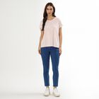 Women's Stonewashed Blue Slim Fit Frayed Hem Jeans, Mid Blue, small image number null