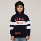 Boys Deep Midnight Navy Blue Hoodie Neck Casual Sweatshirt, Navy Blue, small image number null