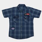 Boys Navy Blue Cotton Half Sleeve Collared Casual Shirt, Navy Blue, small