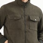 Men's Muted Olive High Neck Casual Jacket, Olive, small image number null