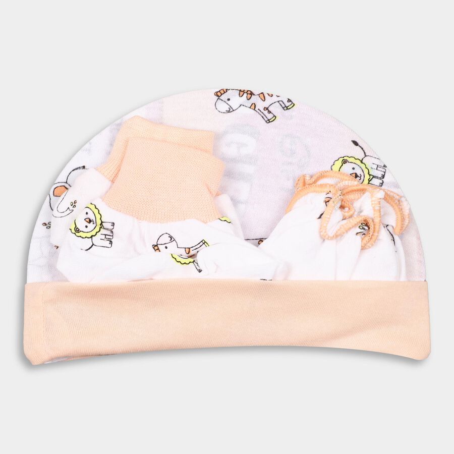 Infants' 100% Cotton Gift Set (Cap, Mittens, Booties), White, large