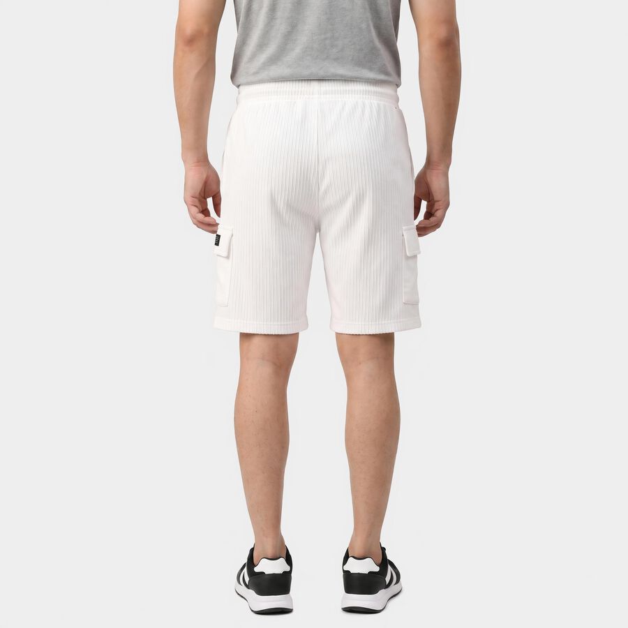 Men's White Regular Fit Cargo Bermuda Shorts, सफ़ेद, large