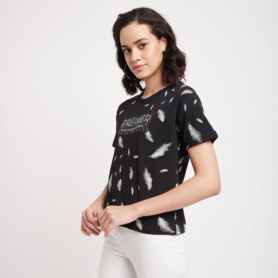 All Over Print Round Neck T-Shirt, Black, large image number null