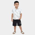 Boys White Cotton Round Neck Woven Baba Suit, White, small