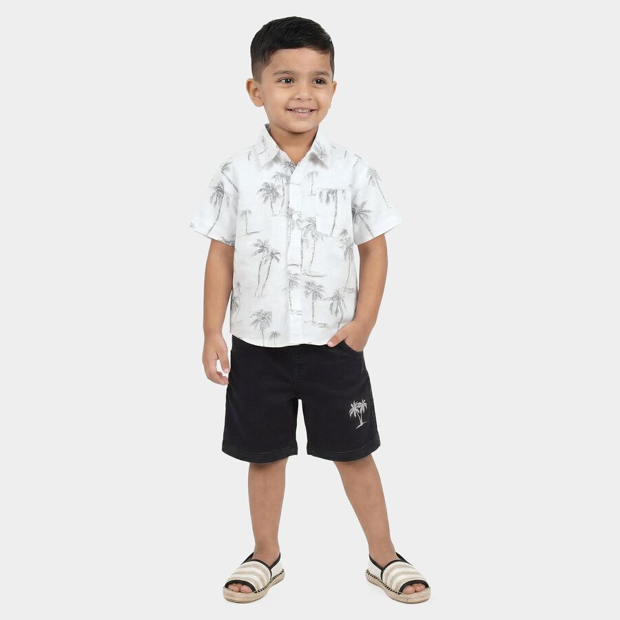 Boys White Cotton Round Neck Woven Baba Suit, White, large