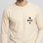 Men's Beige Round Neck Raglan T-Shirt, गहरा पीला, small