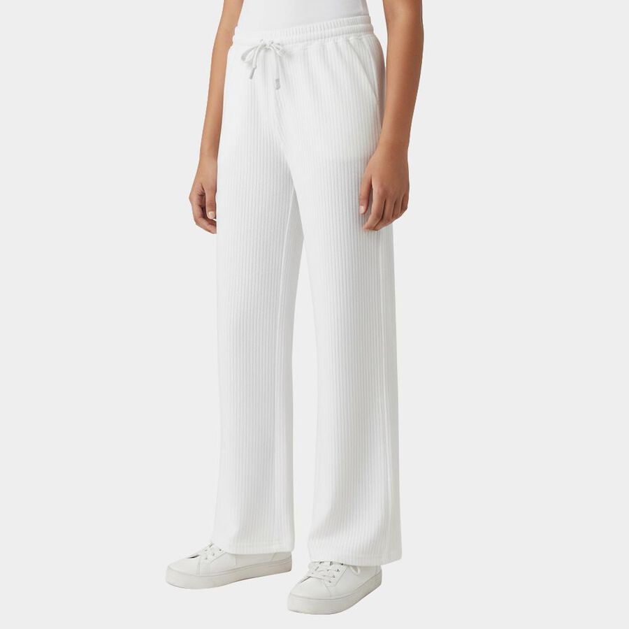 Girls' White Regular Fit Casual Trousers, White, large