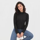 Women's Black Stand Collar Windbreaker Jacket, काला, small