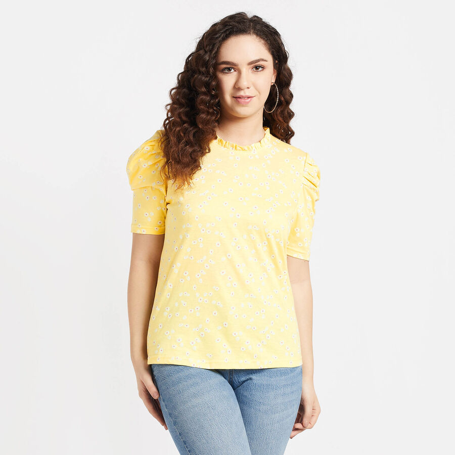 Cotton Regular Length Top, Yellow, large image number null