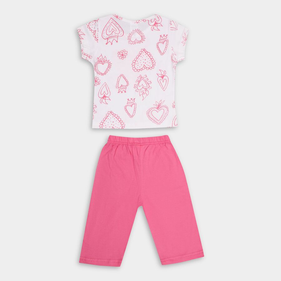 Girls' 100% Cotton Capri Set , White, large image number null