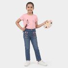 Girls Light Blue Straight Fit Bunny Embroidered Jeans, Light Blue, small