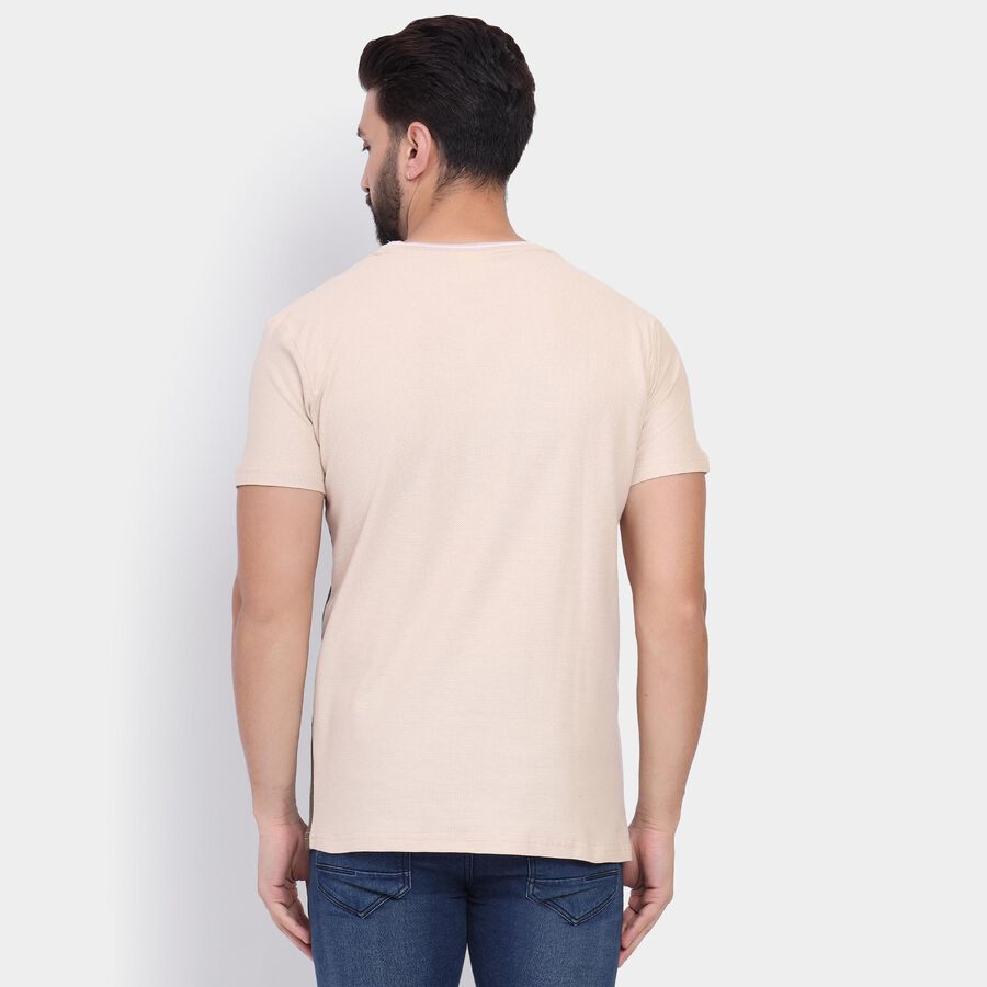 Men's 100% Cotton Round Neck Half Sleeves T-Shirt , Khaki, large
