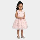 Girls' Pink Fit and Flare Sequin Embellished Party Wear Frock, हल्का गुलाबी, small