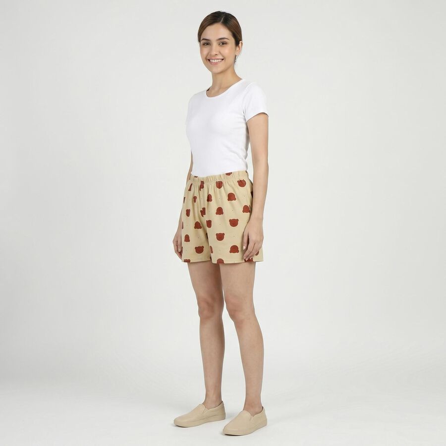 Women's Beige Regular Fit Casual Shorts, गहरा पीला, large