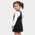 Girls' Black A-Line Button Front Pinafore Frock, काला, small