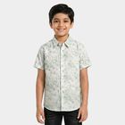 Boys Green Cotton Half Sleeve Collar Casual Shirt, Light Green, small
