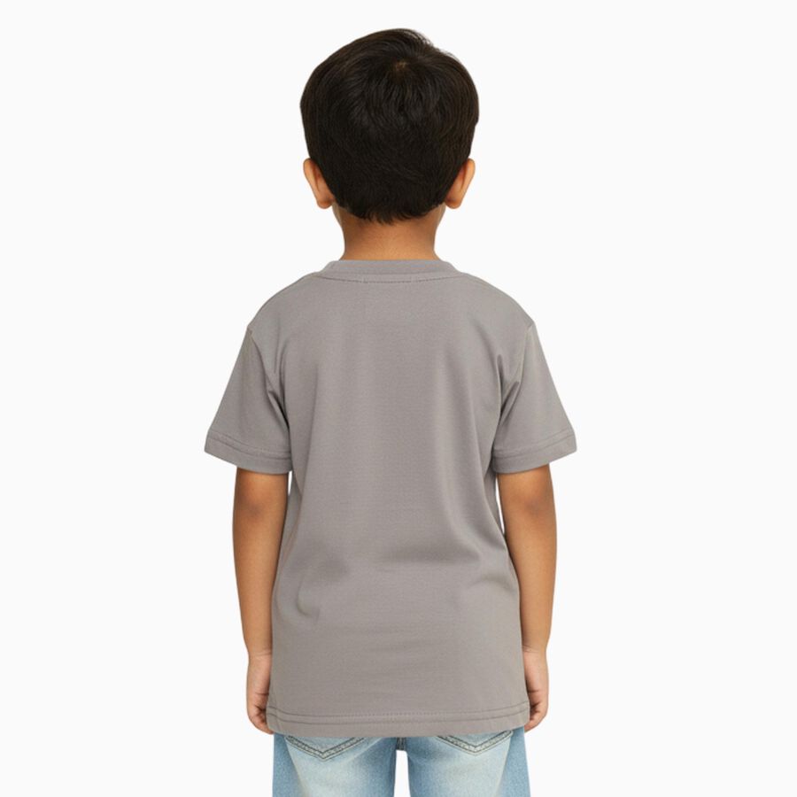 Boys Light Grey Crew Neck Casual Half Sleeve T-Shirt, Light Grey, large image number null