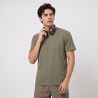 Men's Olive Green Round Neck Regular T-Shirt, Olive, small