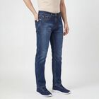 Men's Navy Blue Slim Fit Clean Look Jeans, Dark Blue, small
