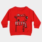 Infants Red Crew Neck Pullover Sweatshirt, Red, small