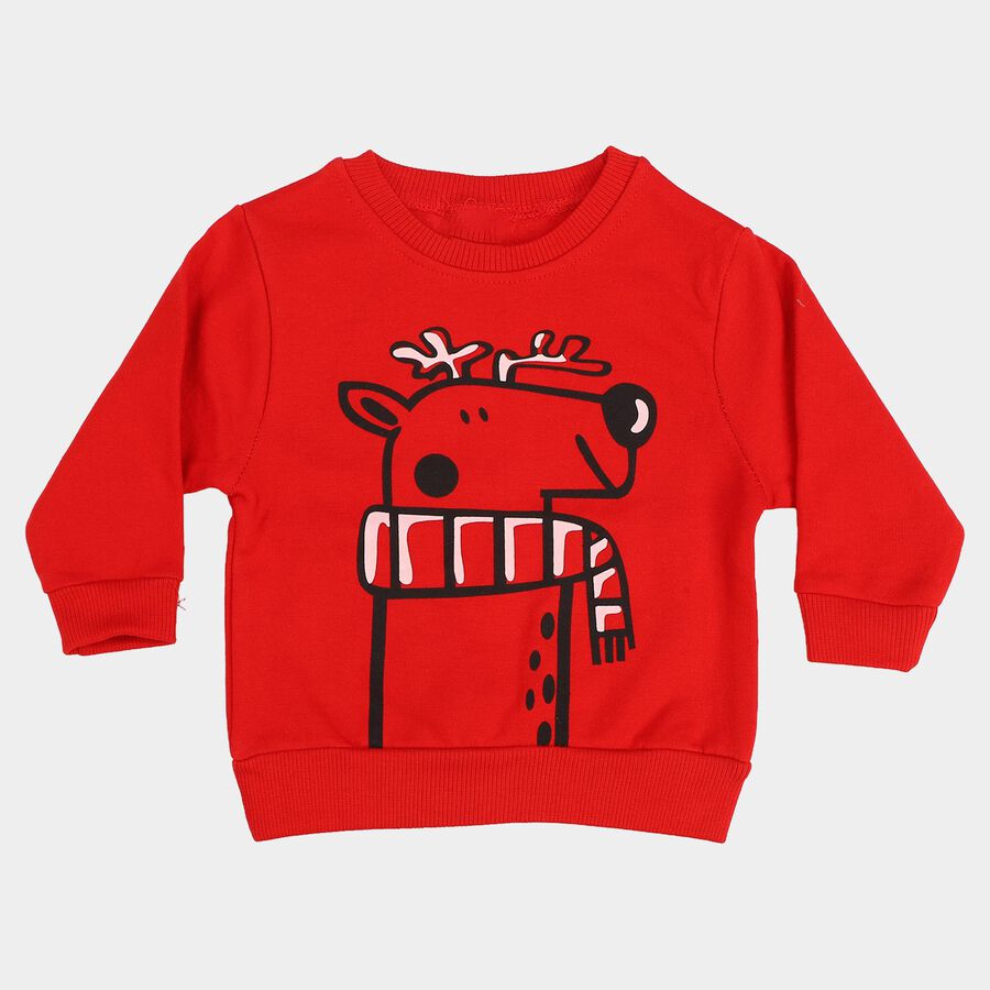 Infants Red Crew Neck Pullover Sweatshirt, Red, large