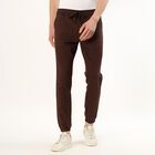 Men's Deep Chocolate Brown Slim Fit Jogger Trousers, भूरा, small