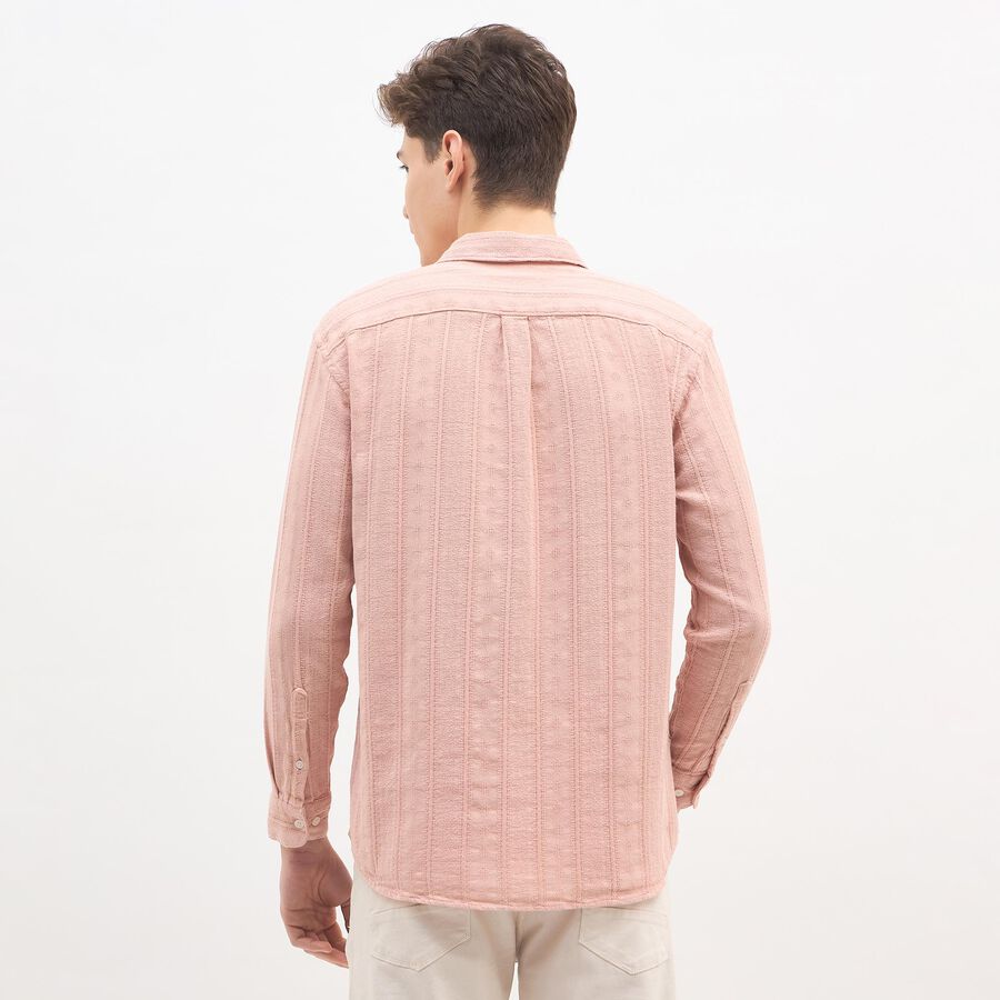 Men's Muted Dusty Pink Cotton Classic Casual Shirt, Peach, large