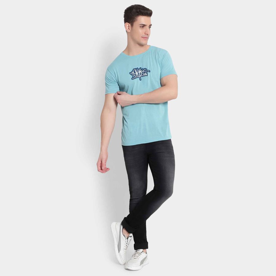 Round Neck T-Shirt, Mid Blue, large image number null