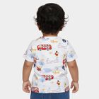 Infants White Cotton V-Neck Casual T-Shirt, सफ़ेद, small