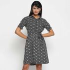 All Over Print Knee Length Dress, Black, small image number null
