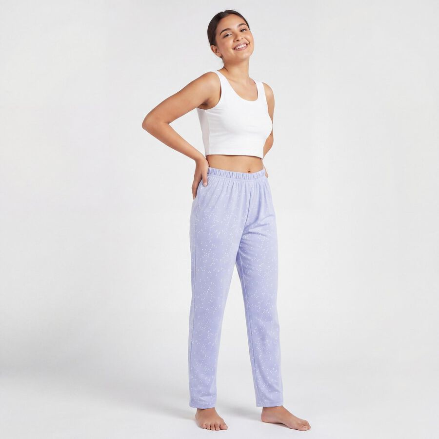 Women's Light Blue Relaxed Fit Solid Pyjama, हल्का नीला, large