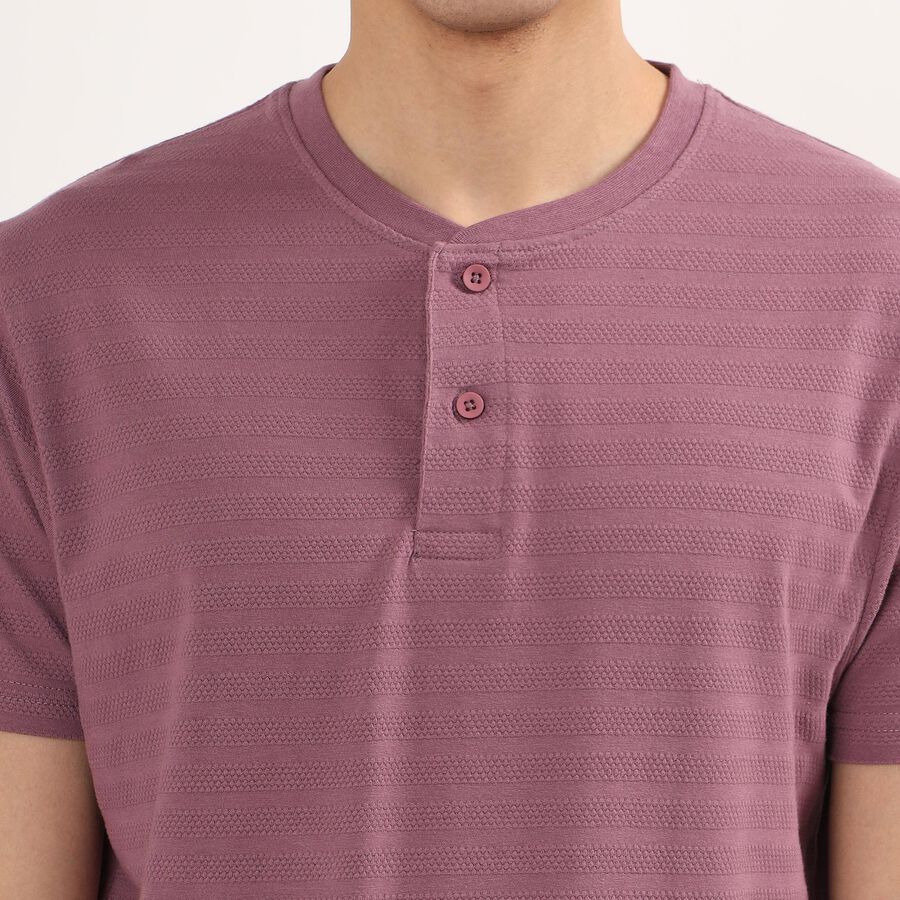 Men's Henley Half Sleeves T-Shirt , गुलाबी, large image number null