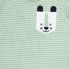 Infants' Mint Green 100% Cotton Round Neck Striped Baba Suit, Light Green, small