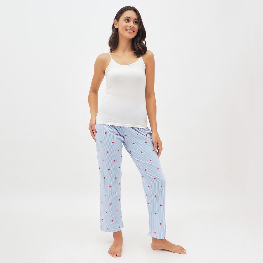 Women's Light Sky Blue Heart Printed Elastic Waist Pyjama, हल्का नीला, large image number null