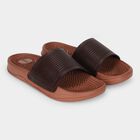 Men's Brown Slip-On Slide Sandals, भूरा, small