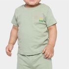 Infants' Mint Green 100% Cotton Crew Neck Graphic Print Baba Suit, हल्का हरा, small