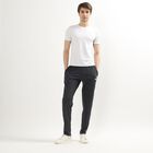 Men's Charcoal Black Regular Fit Side-Striped Track Pants, Dark Grey, small image number null