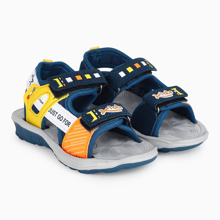Boys' Blue Velcro Strap Strappy Sandals, Teal Blue, large