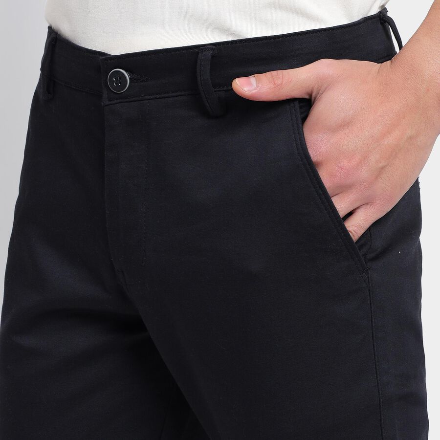 Men's Slim Fit Casual Trousers , काला, large image number null