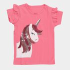 Girls Bright Pink Cotton Round Neck Casual T-Shirt, गुलाबी, small image number null