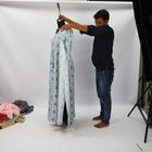 Women's Blue V-Neck Kaftan Nighty, मध्यम नीला, small