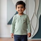 Infants Green Cotton Round Neck Regular T-Shirt, Light Green, small
