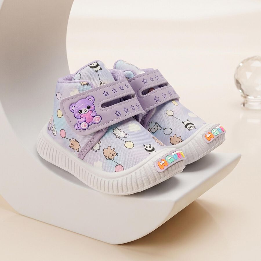 Girls' Purple Velcro Sneakers, Purple, large