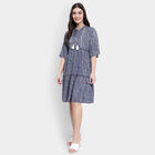 All Over Print A Line Dress, मध्यम नीला, small image number null