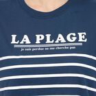 Ladies'  Stripes Round Neck T-Shirt, नेवी ब्लू, small image number null