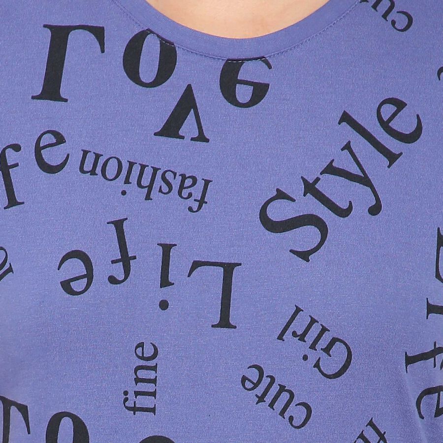 Round Neck T-Shirt, नीला, large image number null