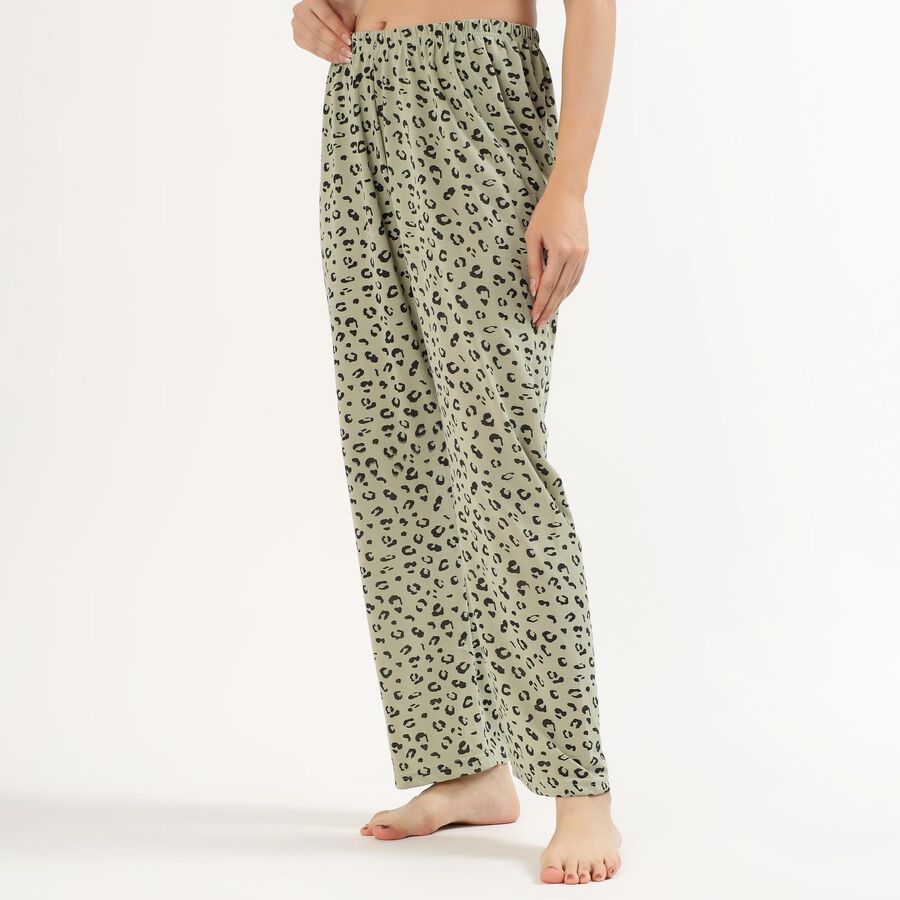 Women's Olive Green Leopard Print Relaxed Fit Pyjama, हल्का हरा, large image number null