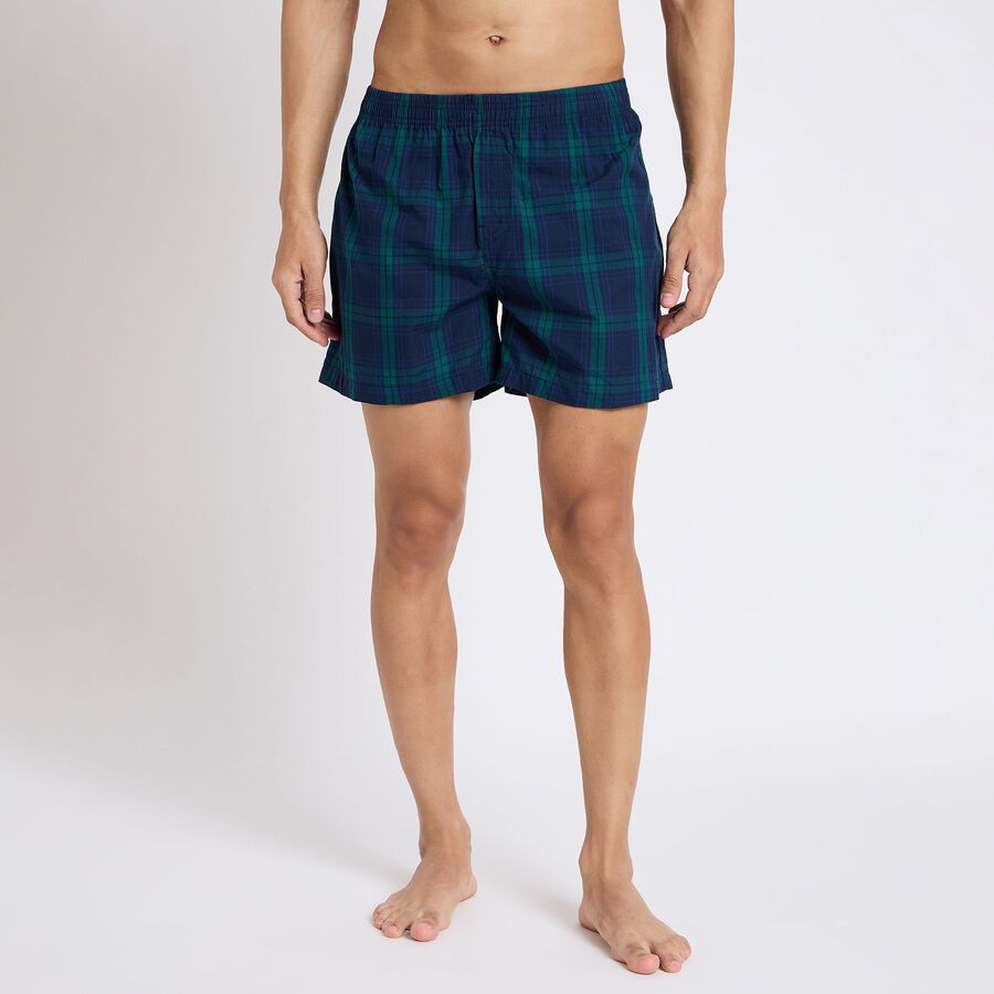 Men's 100% Cotton Boxers, Navy Blue, large image number null